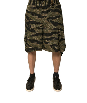 Dolce &amp; Gabbana Black Gold Patterned Cotton Bermuda Shorts