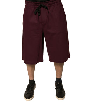 Dolce &amp; Gabbana Maroon Cotton Mid Waist Bermuda Shorts