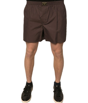 Dolce &amp; Gabbana Brown Cotton Blend Men Mid Waist Shorts