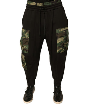 Dolce &amp; Gabbana Black Camouflage Cotton Jogger Cargo Pants