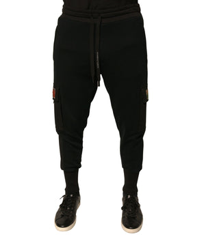 Dolce &amp; Gabbana Black Cotton Jogger Cargo Sweatpants Pants