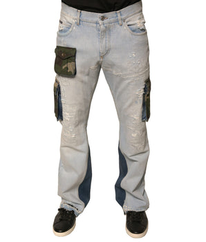 Dolce &amp; Gabbana Light Blue Cotton Cargo Straight Denim Jeans