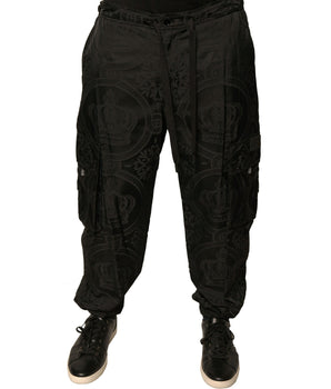 Dolce &amp; Gabbana Black Crown Nylon Jogger Sweatpants Pants