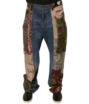 Dolce &amp; Gabbana Blue Patchwork Cotton Straight Denim Jeans