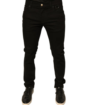 Dolce &amp; Gabbana Black Logo Cotton Stretch Skinny Denim Jeans