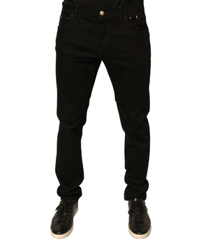 Dolce &amp; Gabbana Black Logo Cotton Stretch Skinny Denim Jeans