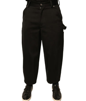 Dolce &amp; Gabbana Black Cotton Mid Waist Cropped Pants