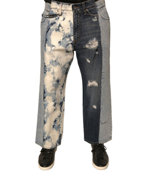 Dolce &amp; Gabbana Multicolor Patchwork Cotton Straight Men Denim Jeans