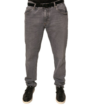 Dolce &amp; Gabbana Gray Logo Cotton Stretch Skinny Denim Jeans