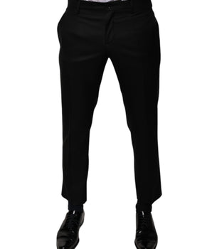 Pantalones de vestir formales cónicos de lana negra de Dolce &amp; Gabbana