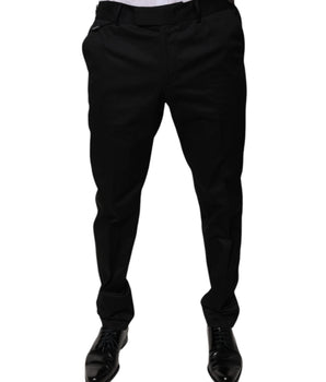 Pantalones de vestir formales cónicos de algodón negro de Dolce &amp; Gabbana