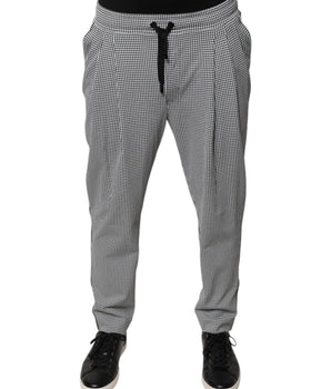 Pantalones de vestir ajustados con estampado pata de gallo en blanco y negro de Dolce &amp; Gabbana
