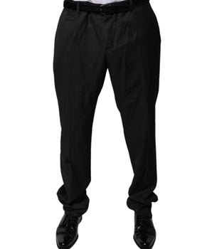 Pantalones de vestir formales cónicos de lana negra de Dolce &amp; Gabbana