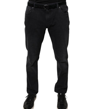 Vaqueros ajustados de algodón elástico con logotipo negro de Dolce &amp; Gabbana