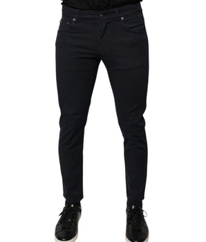 Vaqueros ajustados de algodón elástico con logotipo negro de Dolce &amp; Gabbana