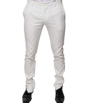 Dolce &amp; Gabbana White Cotton Tapered Formal Dress Pants