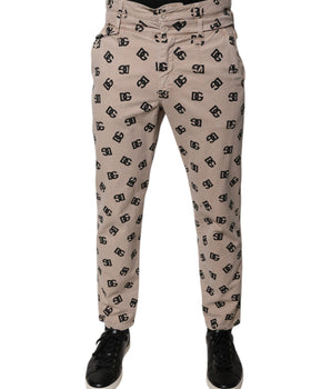Vaqueros ajustados de algodón con logotipo beige de Dolce &amp; Gabbana