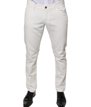 Vaqueros ajustados de algodón blanco de Dolce &amp; Gabbana