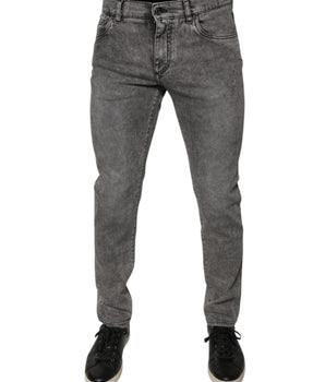 Vaqueros ajustados de algodón lavado gris de Dolce &amp; Gabbana