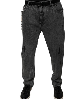 Vaqueros ajustados de algodón gris oscuro de Dolce &amp; Gabbana