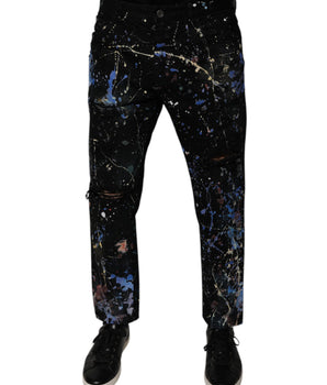 Vaqueros ajustados de algodón con salpicaduras de color negro de Dolce &amp; Gabbana