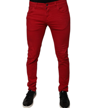 Vaqueros ajustados de algodón con logo de corona roja de Dolce &amp; Gabbana