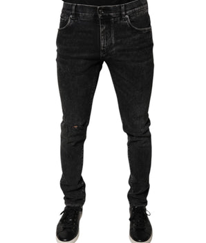 Dolce &amp; Gabbana Vaqueros pitillo elásticos de algodón negro para hombre