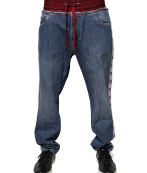 Vaqueros rectos de mezclilla azul elásticos de algodón de Dolce &amp; Gabbana