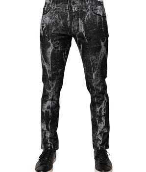 Vaqueros ajustados con efecto tie-dye de algodón multicolor de Dolce &amp; Gabbana