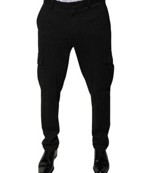 Pantalones casuales cargo de viscosa negra Dolce &amp; Gabbana para hombre