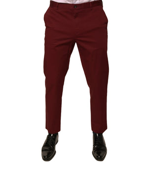 Pantalones de vestir ajustados de algodón color granate para hombre de Dolce &amp; Gabbana