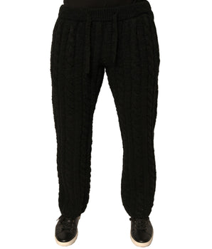 Pantalones ajustados de punto de lana negros de Dolce &amp; Gabbana