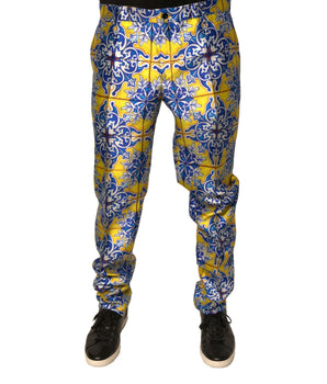 Pantalones ajustados de seda mayólica multicolor de Dolce &amp; Gabbana