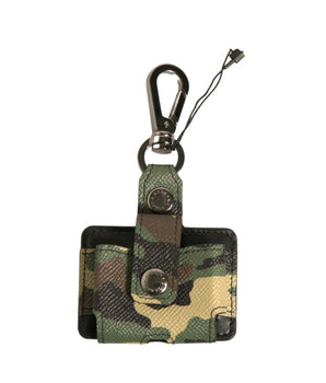 Estuche de cuero metálico con diseño de camuflaje multicolor para Airpods de Dolce &amp; Gabbana
