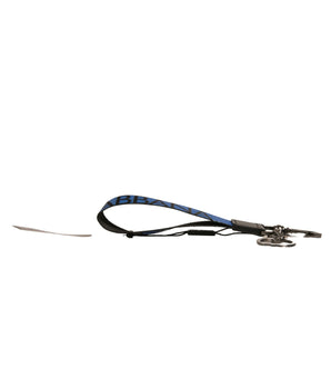 Dolce &amp; Gabbana Blue Logo Polyester Silver Brass Holder Keychain Keyring