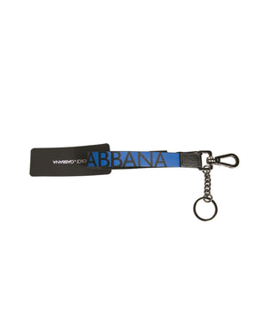 Dolce &amp; Gabbana Blue Logo Polyester Silver Brass Holder Keychain Keyring