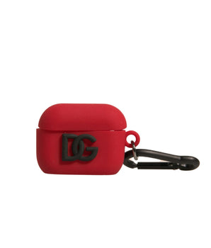 Dolce & Gabbana Red Silicone Rubber Logo Embossed Airpods Case
