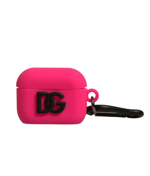 Dolce & Gabbana Pink Silicone Rubber Logo Embossed Airpods Case