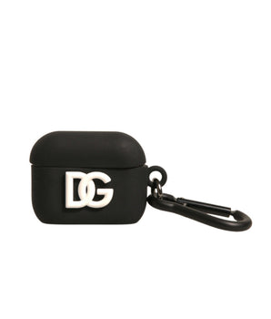 Dolce & Gabbana Black Silicone Rubber Logo Embossed Airpods Case