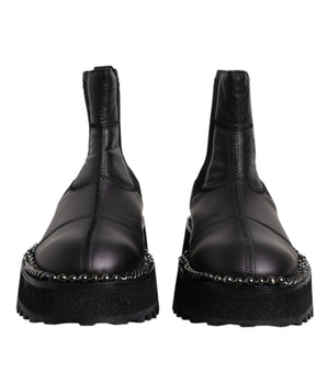 Dolce &amp; Gabbana Black Chelsea Boots Leather Slip On Shoes