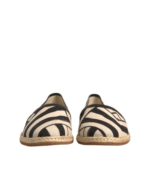 Dolce &amp; Gabbana Black White Stripes Slip On Espadrille Shoes