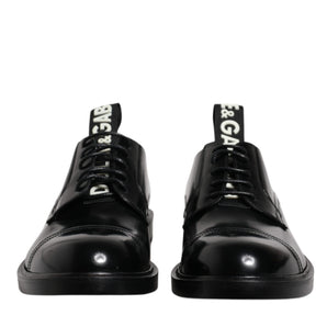 Dolce &amp; Gabbana Black Patent Leather Derby Lace Up Formal Dress Shoes