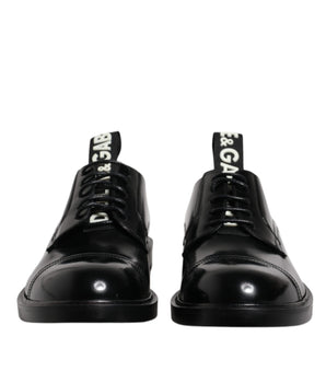 Dolce &amp; Gabbana Black Patent Leather Derby Lace Up Formal Dress Shoes