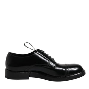Dolce &amp; Gabbana Black Patent Leather Derby Lace Up Formal Dress Shoes