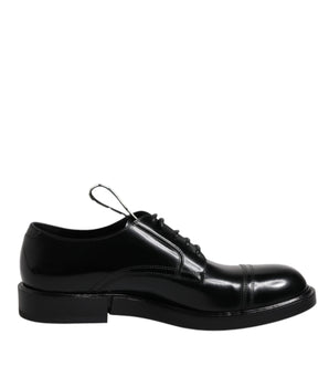 Dolce &amp; Gabbana Black Patent Leather Derby Lace Up Formal Dress Shoes
