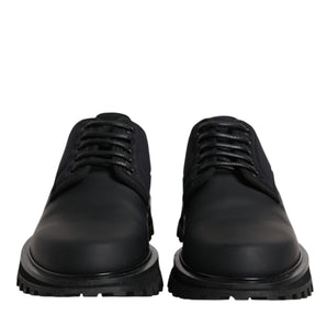 Dolce &amp; Gabbana Black Leather Lace Up Trekking Dress Shoes