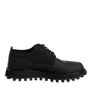 Dolce &amp; Gabbana Black Leather Lace Up Trekking Dress Shoes