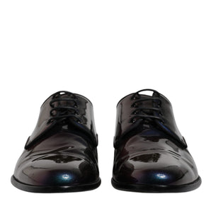 Dolce &amp; Gabbana Multicolor Peacock Patent Leather Derby Men Dress Shoes