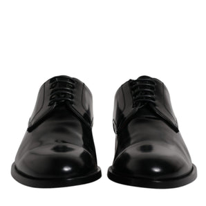 Dolce &amp; Gabbana Black Calfskin Leather Derby Lace Up Formal Dress Shoes