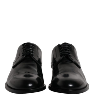 Dolce &amp; Gabbana Black Calfskin Leather Derby Lace Up Formal Dress Shoes
